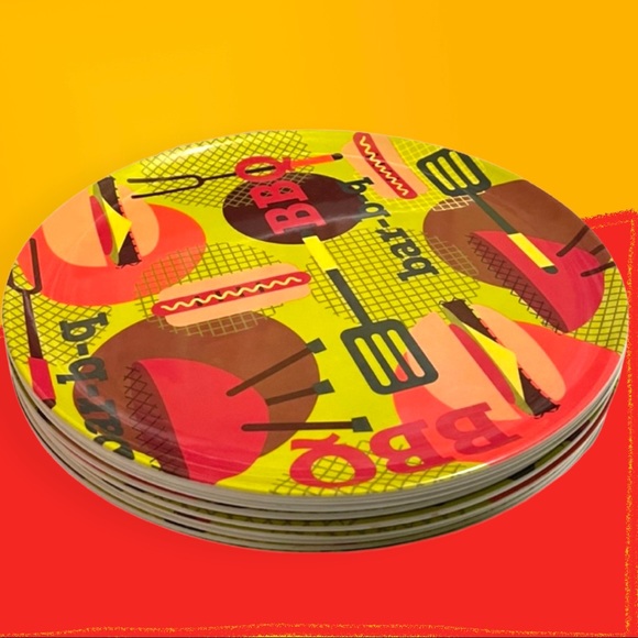 Set of 10 BBQ Melanine Plates - Picture 2 of 4